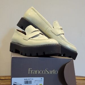 Franco Sarto Putty Loafers with Black Chunky Soles